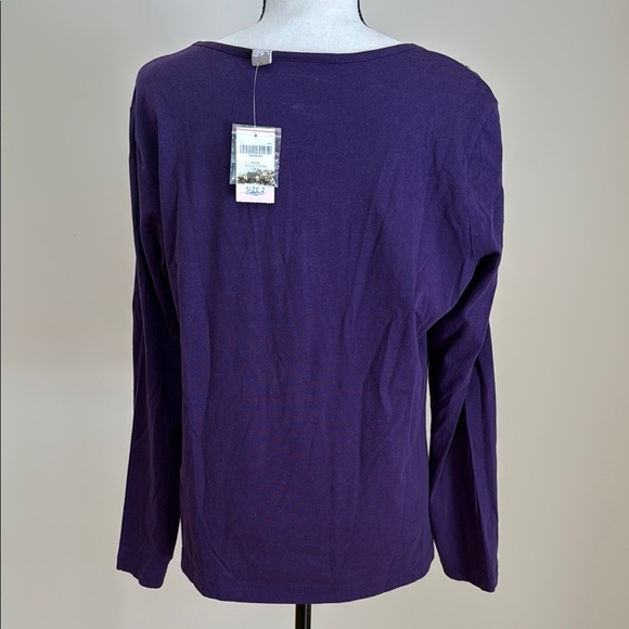 Chico's New NWT Purple Embroidered Sequin Neckline Women's Knit Top 2 L 12 - Picture 5 of 7